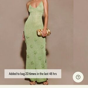 Suki Metallic Knit Maxi Dress - Pastel Green